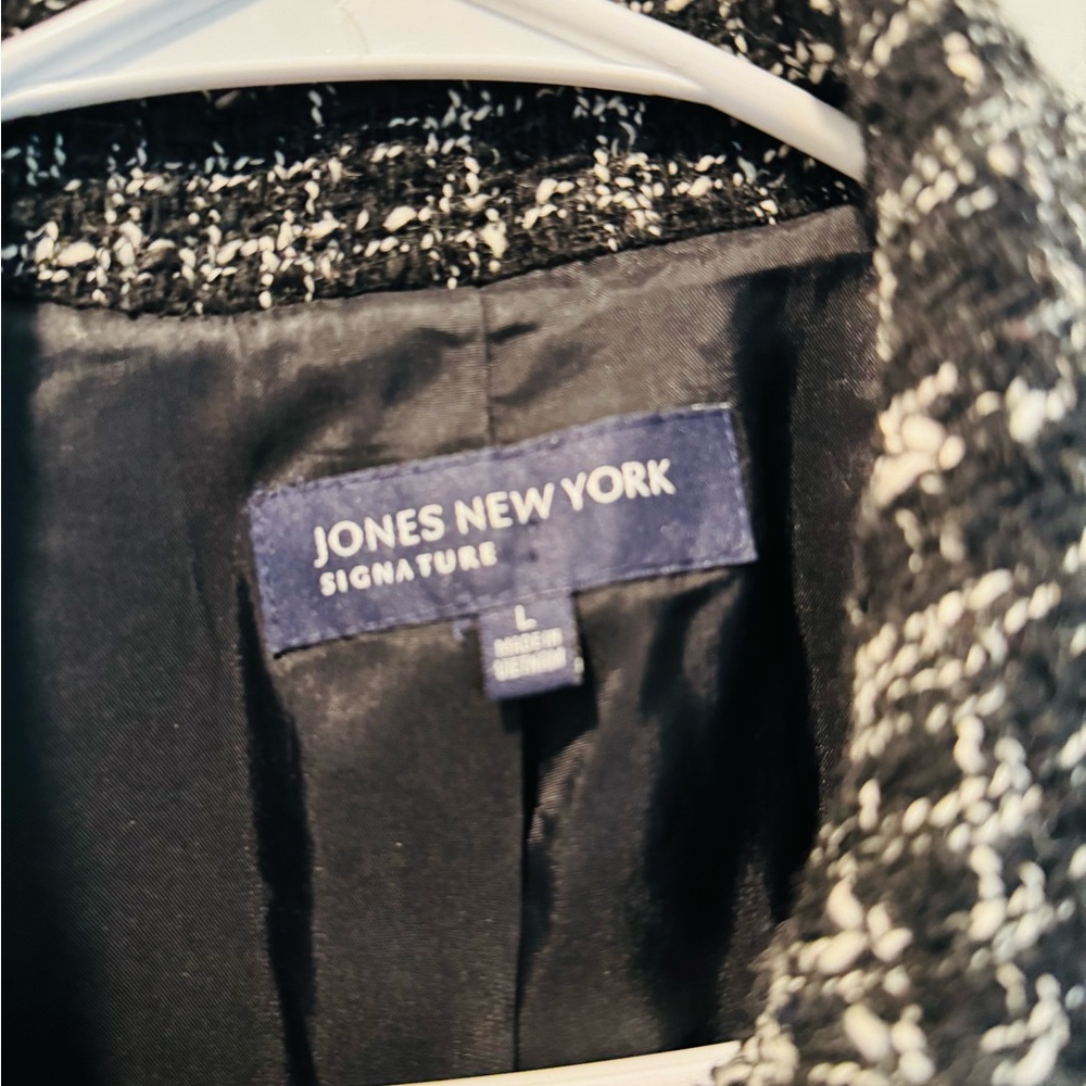 Jones New York Signature Tweed Wool Blend Jacket Black White L - Picture 4 of 15